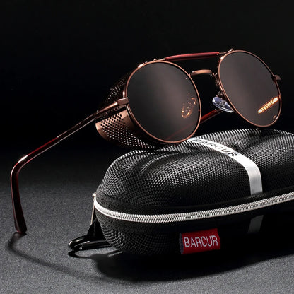 Sonnenbrille Steampunk rund polarisiert UV400 Vintage Herren Damen