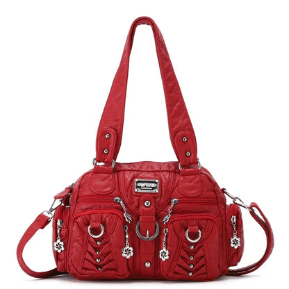 Damen-Satchel-Handtasche Aus PU-Leder Mit Top-Handle Und Mehrfachen Taschen Für Vielseitige Aufbewahrung