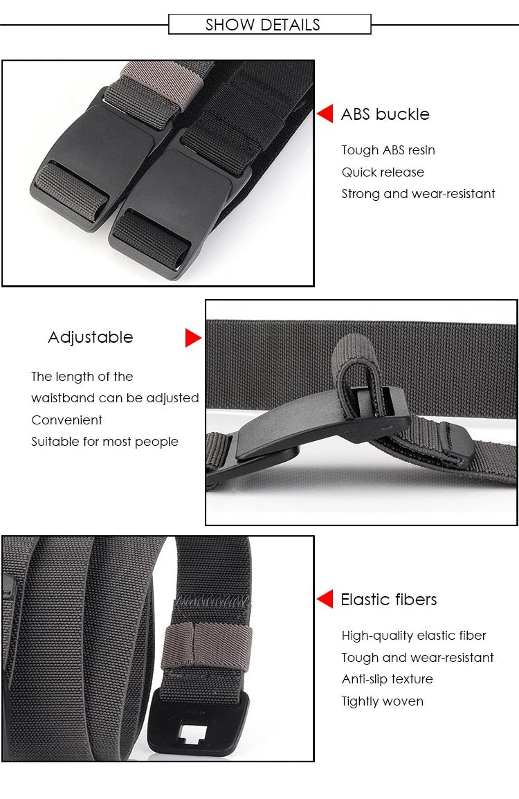 Unisex-Stretch-Gürtel Metallfrei mit Schnellverschluss Elastischer Nylon-Gürtel für Alltag