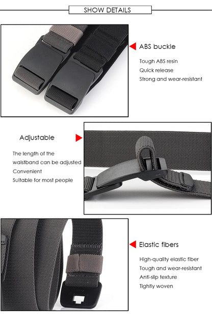 Unisex-Stretch-Gürtel Metallfrei mit Schnellverschluss Elastischer Nylon-Gürtel für Alltag
