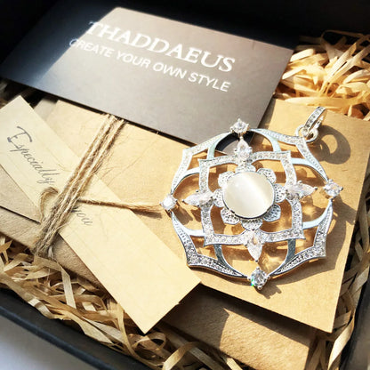 Damen-Charm-Anhänger weißer Lotus Vintage Seele aus Sterlingsilber