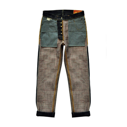Herren Jeans im Taper Fit aus Raw Denim mit versilberten Knöpfen