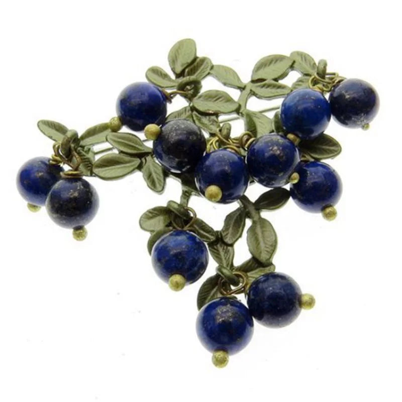 Brosche Cranberry Perle Blatt Grün Pflanze Retro Kragen Schmuck Damen