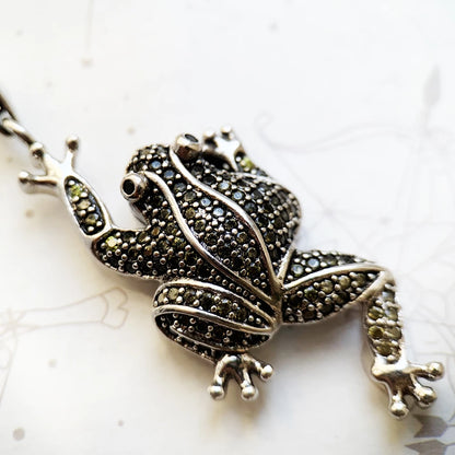 Damen-Charm-Anhänger grüner Frosch Eva Glamour aus Sterlingsilber
