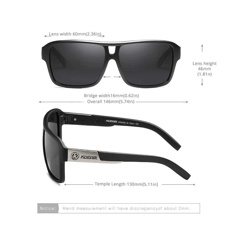 Sonnenbrille quadratisch übergroß polarisiert Blitzspiegel Hartbox Herren