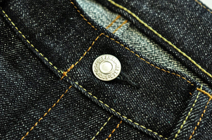 Herren Jeans im Vintage-Stil aus Selvedge Raw Denim mit Silber-überzogenen Knöpfen