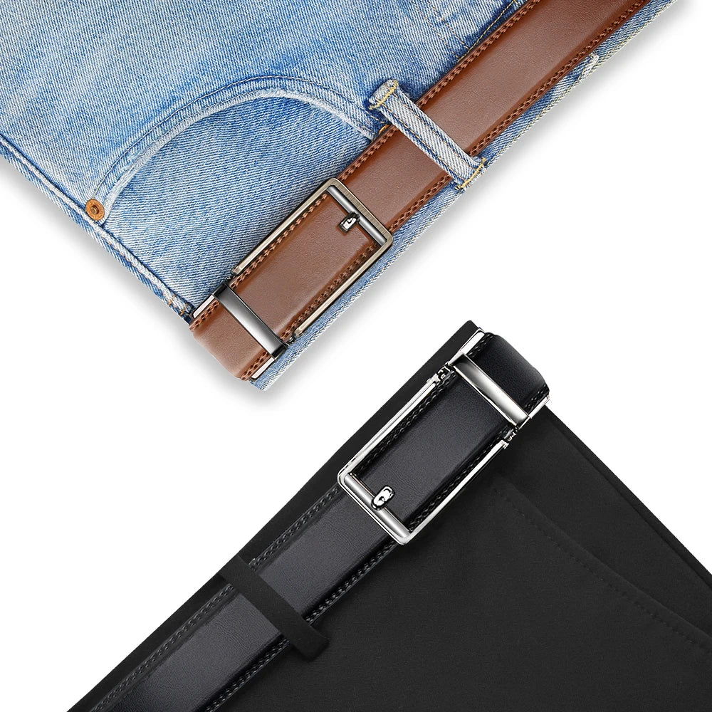 Herren Echtleder-Gürtel 3,5 cm Automatik-Schnalle Rindsleder Business Casual