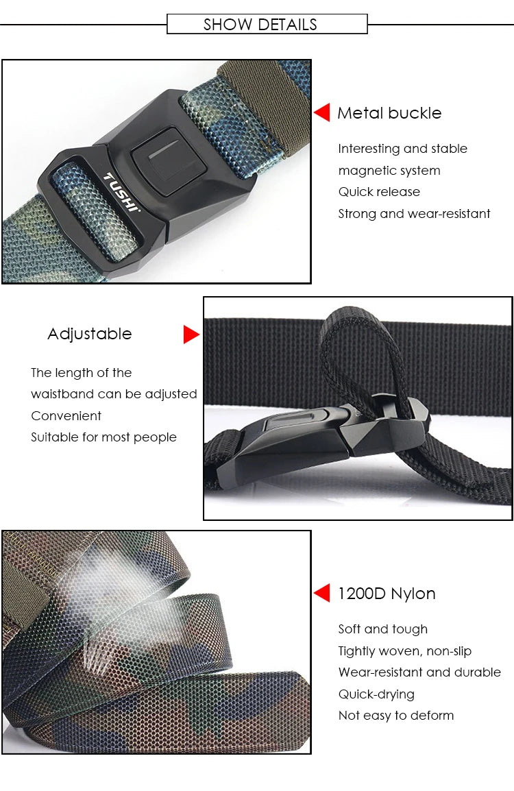 Herren Taktischer Gürtel aus Nylon mit Schnellverschluss Tarnmuster Outdoor-Einsätze