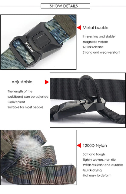 Herren Taktischer Gürtel aus Nylon mit Schnellverschluss Tarnmuster Outdoor-Einsätze