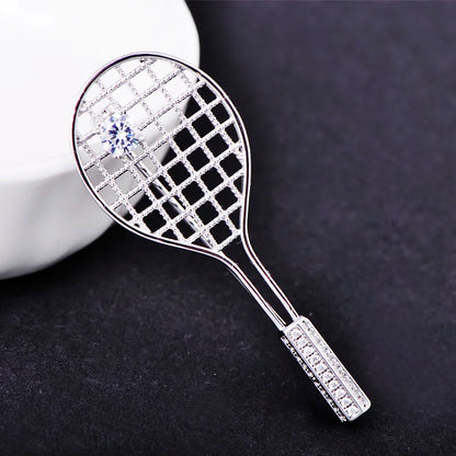 Brosche Badminton Schläger Kupfer Zirkon Sport Mode Damen
