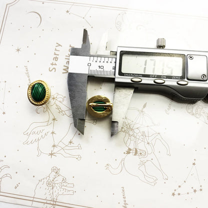 Damen-Ohrstecker grüner Stein oval golden Vintage aus Sterlingsilber
