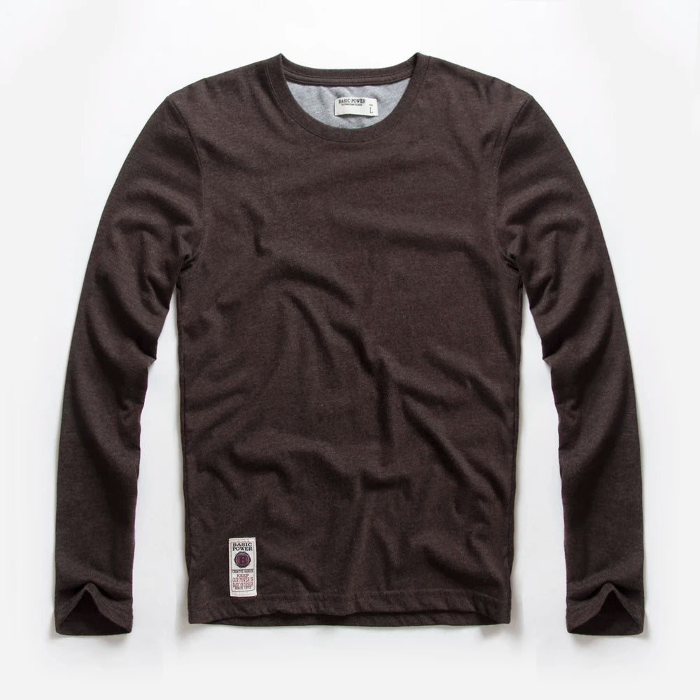 Herren T-Shirt aus Baumwolle mit langen Ärmeln in einfarbigem Design