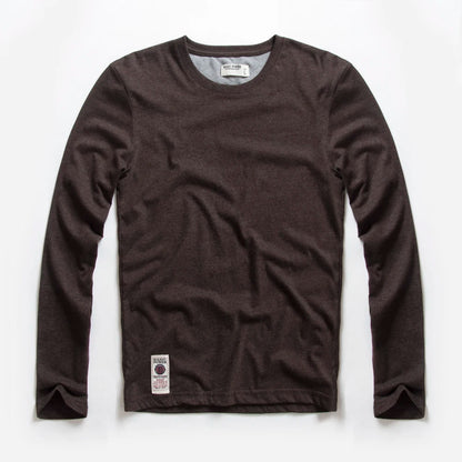 Herren T-Shirt aus Baumwolle mit langen Ärmeln in einfarbigem Design