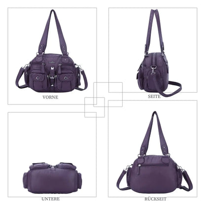 Damen-Schultertasche Aus PU-Leder Mit Mehrfachfächern Praktisch Und Elegant Vintage-Stil