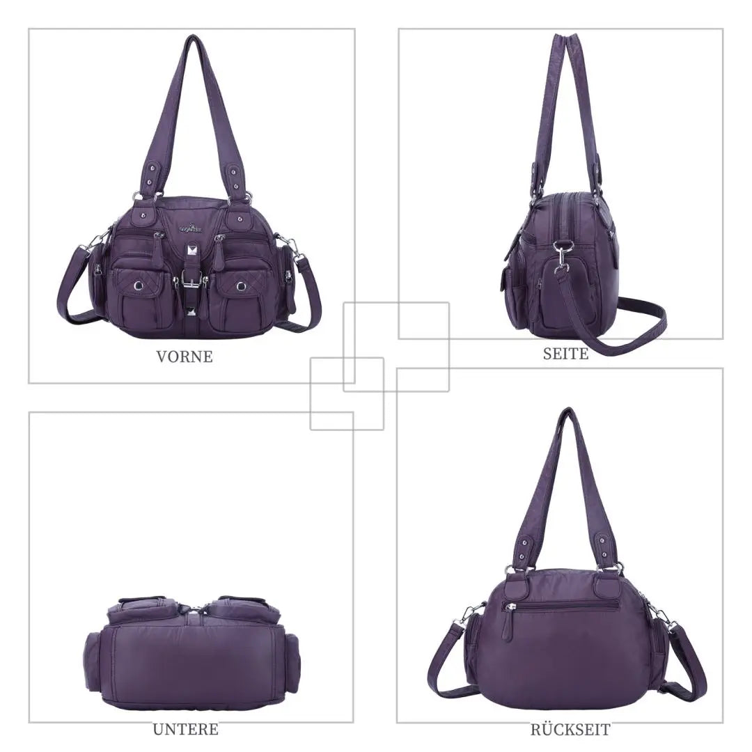 Damen-Umhängetasche Vintage-Stil mit Mehrfachfächern für Alltag und Freizeit Schultertasche