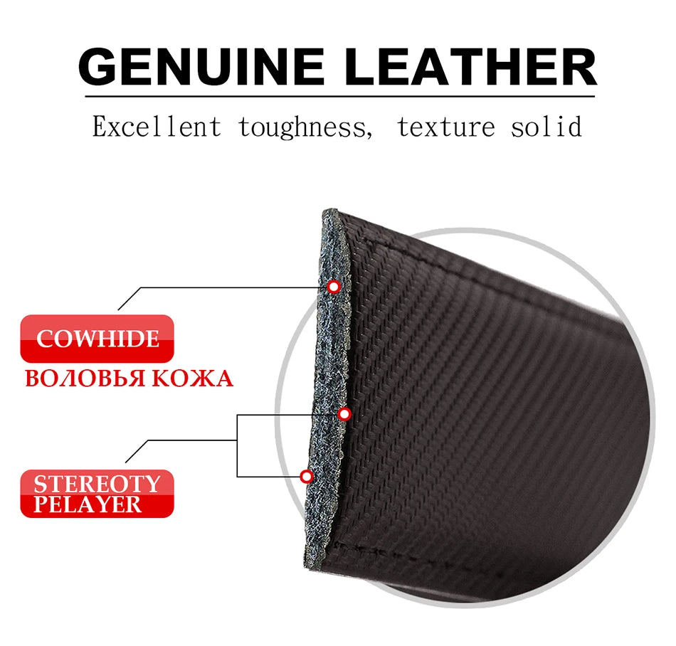 Herren Echtleder-Gürtel 3,4 cm Automatik-Schnalle Business Leisure Rindsleder