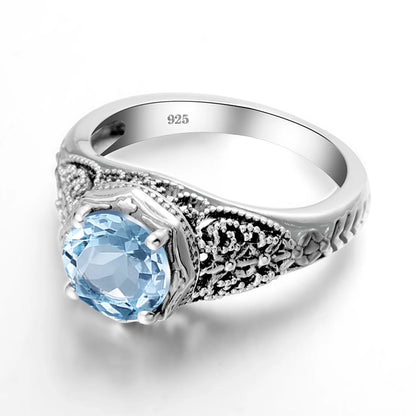 Damen-Ring aus Silber 925 mit Aquamarin Edelstein für Festliche Anlässe und Hochzeit