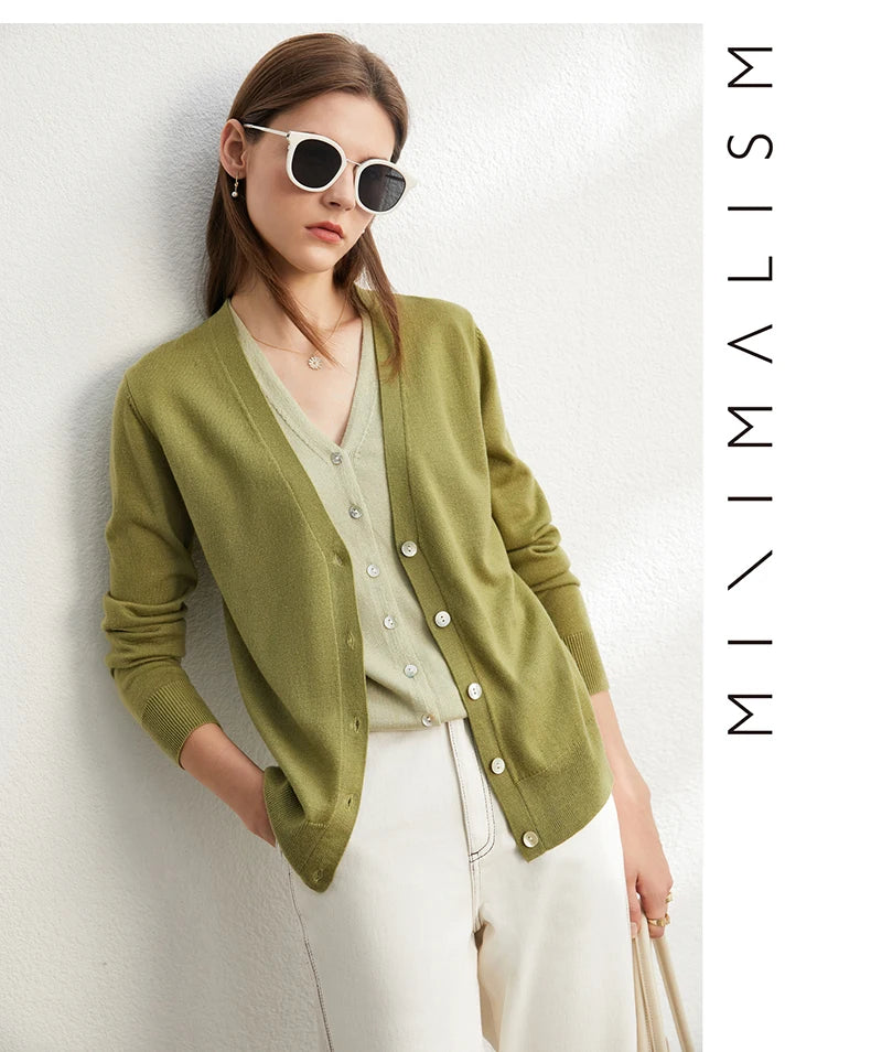 Damen-Strickjacke V-Ausschnitt dünn locker Patchwork Sommer