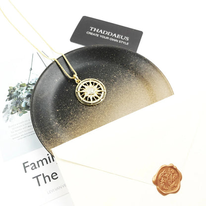 Damen-Halskette Sonne Gliederkette ethnisch golden aus Sterlingsilber