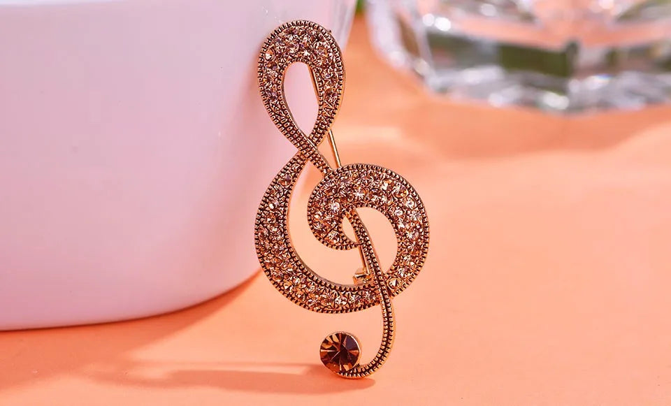 Brosche Musiknote Strass Vintage Antik Luxus Geschenk Damen