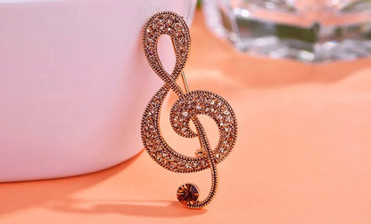 Brosche Musiknote Strass Vintage Antik Luxus Geschenk Damen