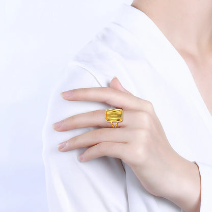 Damen-Ring Aus 925 Sterlingsilber Mit Gelbem Citrin Rechteckstein 13x18 mm Goldbeschichtet Festlicher Schmuck