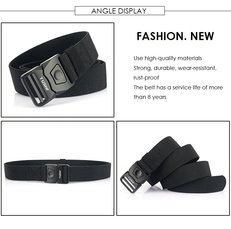 Herren-Elastischer Gürtel mit Matte Metallschnalle und Schnellverschluss für Outdoor Einsatz