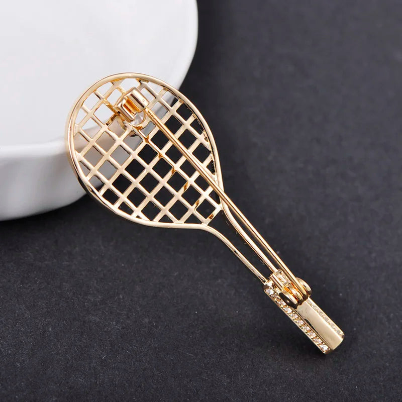 Brosche Badminton Schläger Kupfer Zirkon Sport Mode Damen