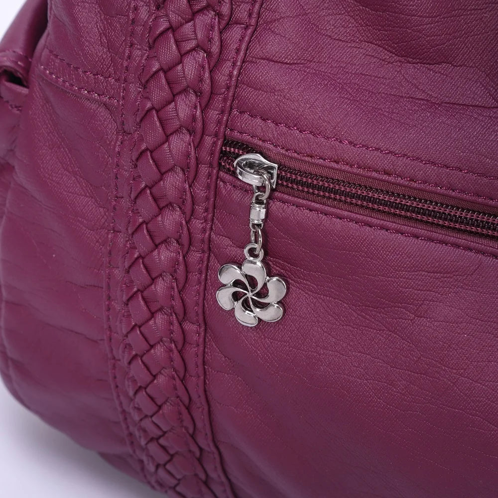 Damen-Schultertasche Aus PU-Leder Mit Reißverschluss Und Innenfächern Großes Stauraumvolumen