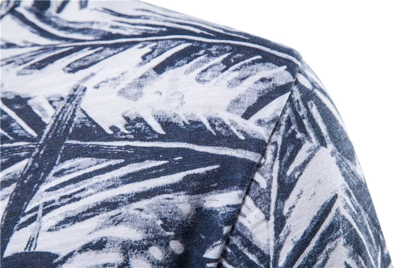 Herren T-Shirt im Hawaii-Stil aus 100 Prozent Baumwolle mit Oansatz Druck