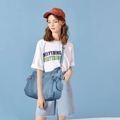 Damen-Umhängetasche Aus PU Mit Mehrfach-Innenfächern Und Reißverschluss Im Vintage Stil