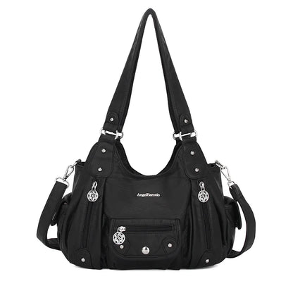 Damen-Schultertasche aus PU-Leder mit Reißverschluss und Mehrfachfächern Kompakter Alltagsbegleiter