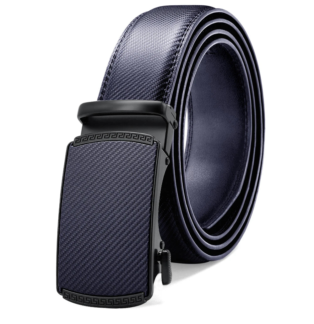 Herren Echtleder-Gürtel Luxus 3,5 cm Automatik-Schnalle Rindsleder Verstellbar