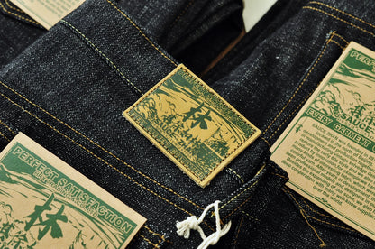 Herren Jeans im Vintage-Stil aus Selvedge Raw Denim mit Silber-überzogenen Knöpfen