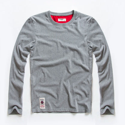 Herren Langarm T-Shirt aus Baumwolle in einfarbigem Design für Frühling und Herbst