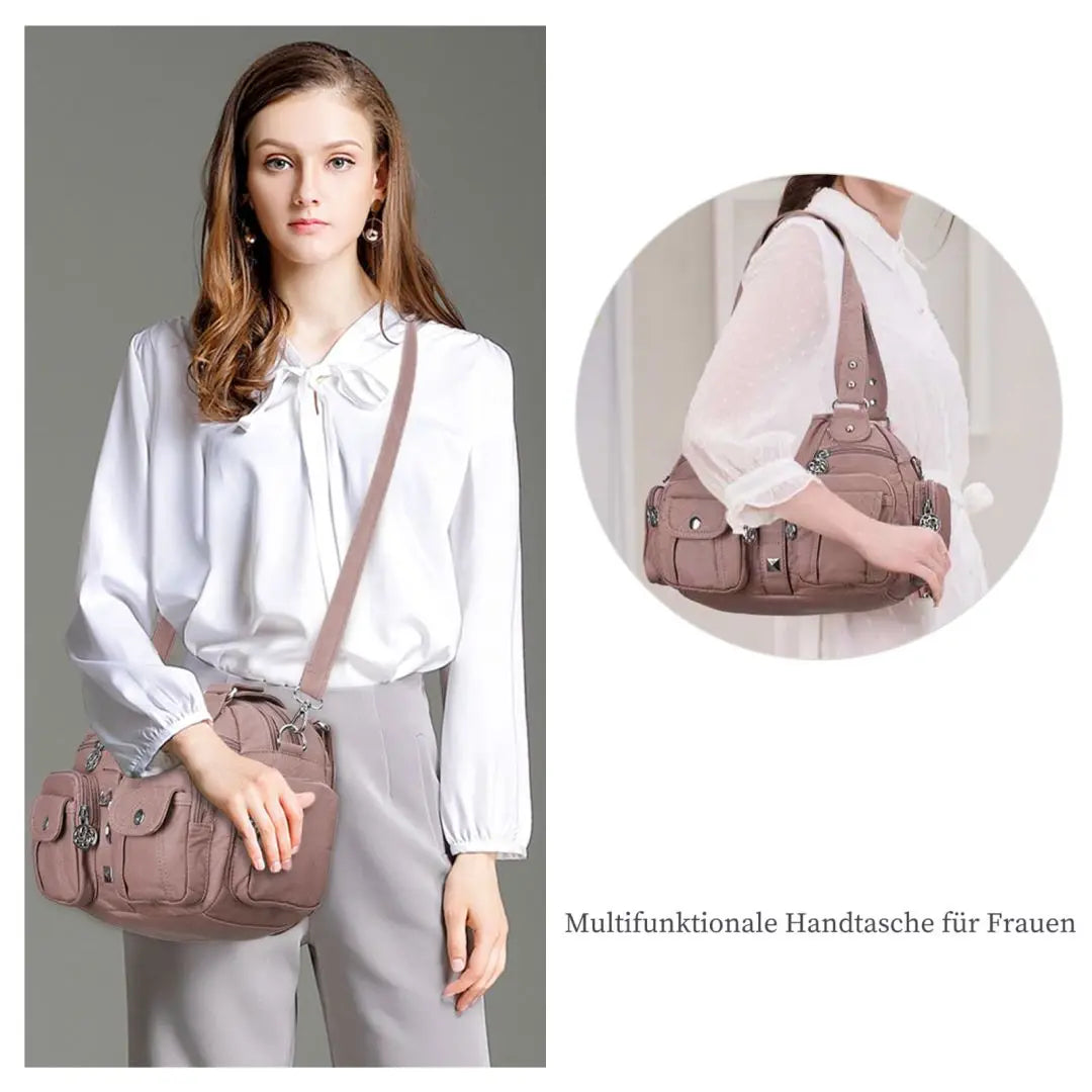 Damen-Schultertasche aus PU-Leder in kompakter Bauweise mit Angenehmer Haptik und Mehrfachfächern