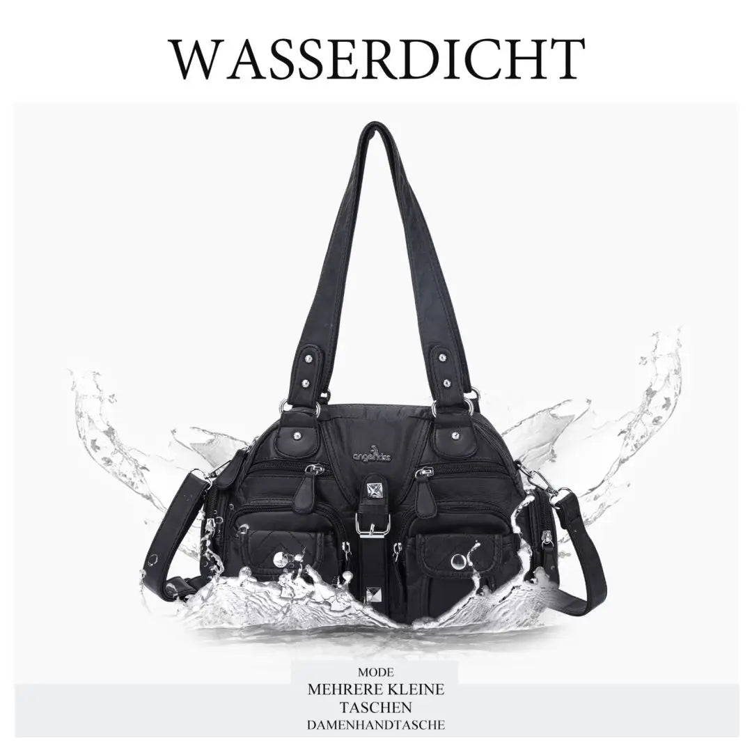 Damen-Schultertasche aus PU-Leder in kompakter Bauweise mit Angenehmer Haptik und Mehrfachfächern