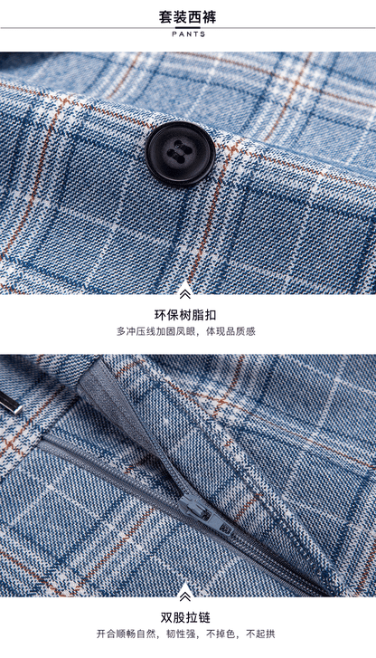 Hochwertiger Herren Anzug 3-teilig: Kariert, Slim Fit, Business & Hochzeit, Blazer Weste Hose