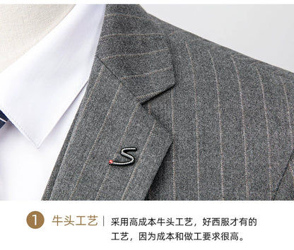 Hochwertiger Herren Anzug 3-teilig: Kariert, Grau, Slim Fit, Business & Hochzeit.