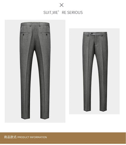 Hochwertiger Herren Anzug 3-teilig: Kariert, Grau, Slim Fit, Business & Hochzeit.