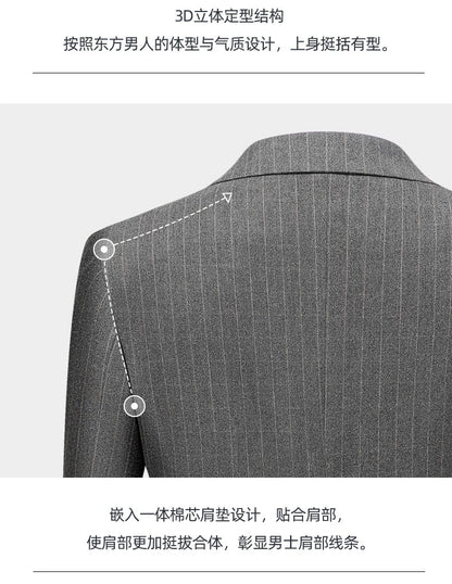 Hochwertiger Herren Anzug 3-teilig: Kariert, Grau, Slim Fit, Business & Hochzeit.