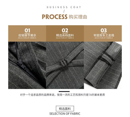 Hochwertiger Herren Anzug 3-teilig: Kariert, Grau, Slim Fit, Business & Hochzeit.