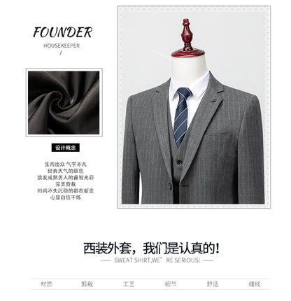 Hochwertiger Herren Anzug 3-teilig: Kariert, Grau, Slim Fit, Business & Hochzeit.