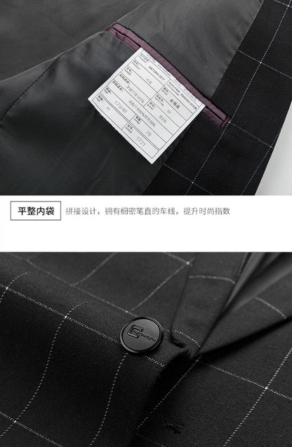 Hochwertiger Herren Anzug 3-teilig: Kariert, Grau, Slim Fit, Business & Hochzeit.
