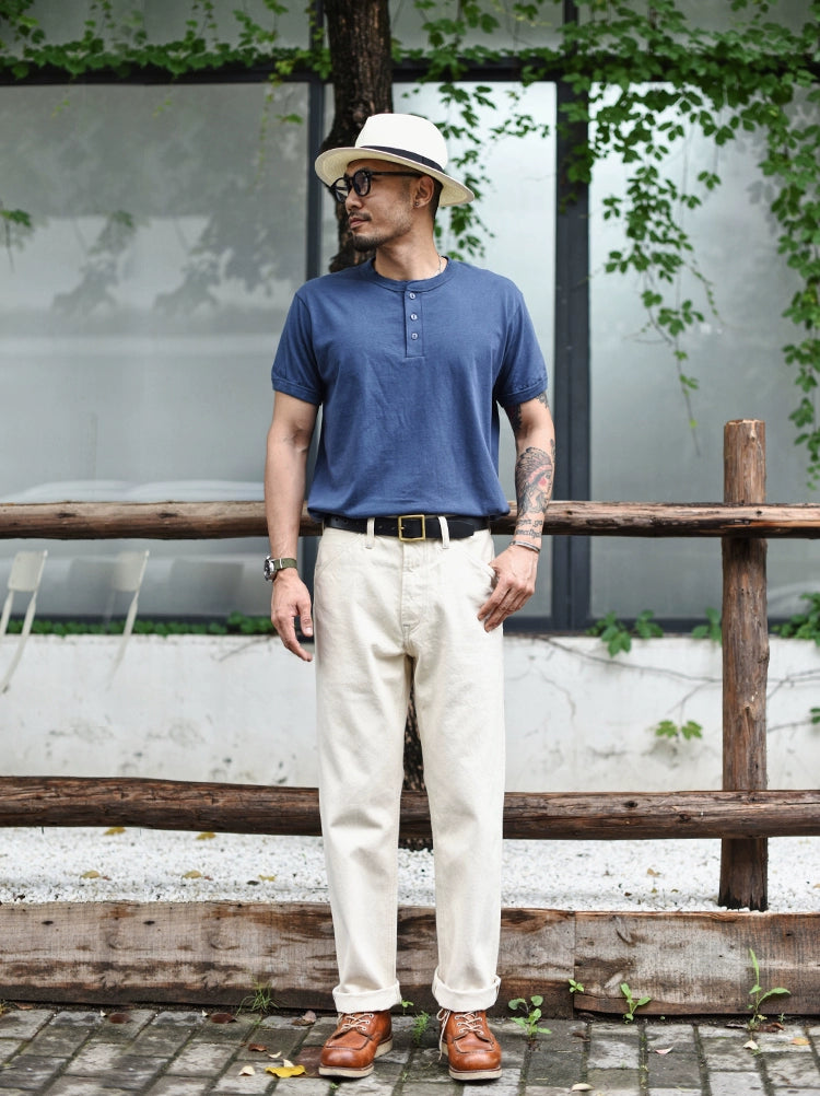 Herren Jeans aus Selvedge Denim mit hohem Bund und regulärer Passform
