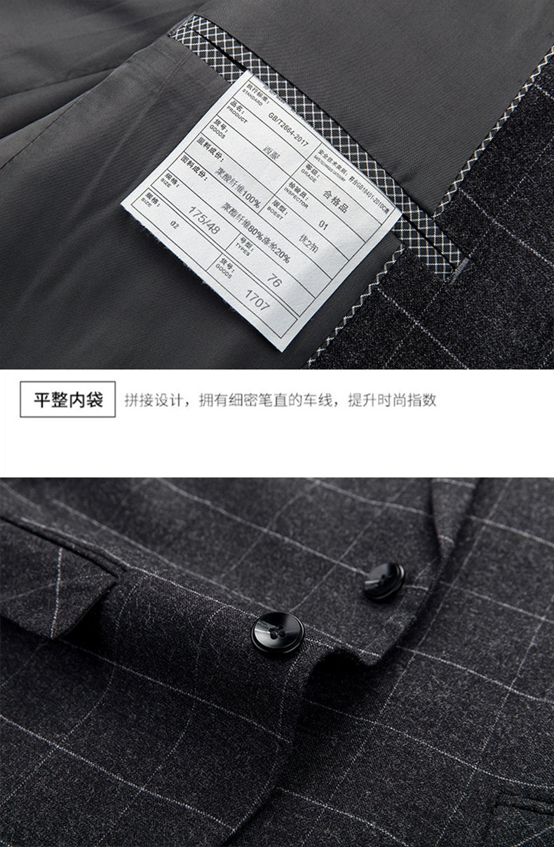 Hochwertiger Herren Anzug 3-teilig: Kariert, Grau, Slim Fit, Business & Hochzeit.