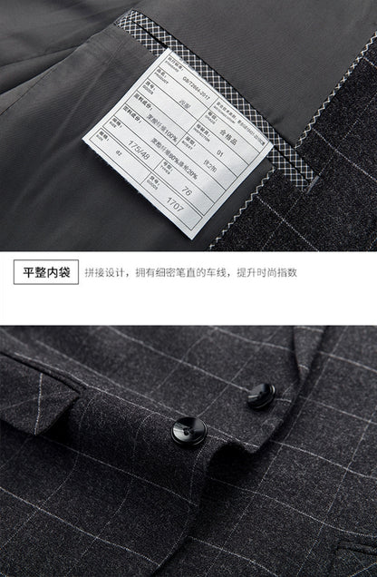 Hochwertiger Herren Anzug 3-teilig: Kariert, Grau, Slim Fit, Business & Hochzeit.