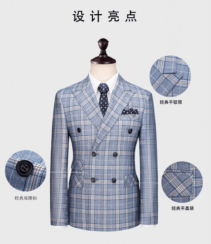 Hochwertiger Herren Anzug 3-teilig: Kariert, Slim Fit, Business & Hochzeit, Blazer Weste Hose