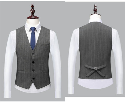 Hochwertiger Herren Anzug 3-teilig: Kariert, Grau, Slim Fit, Business & Hochzeit.