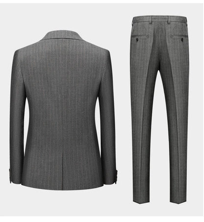 Hochwertiger Herren Anzug 3-teilig: Kariert, Grau, Slim Fit, Business & Hochzeit.